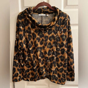 NOTATIONS~ WOMANS CHEETAH PRINT BLOUSE~ LG